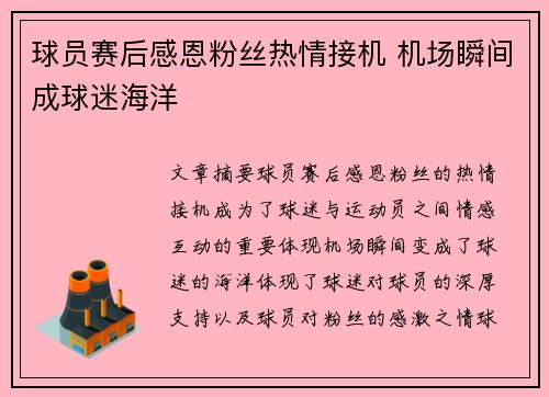 球员赛后感恩粉丝热情接机 机场瞬间成球迷海洋